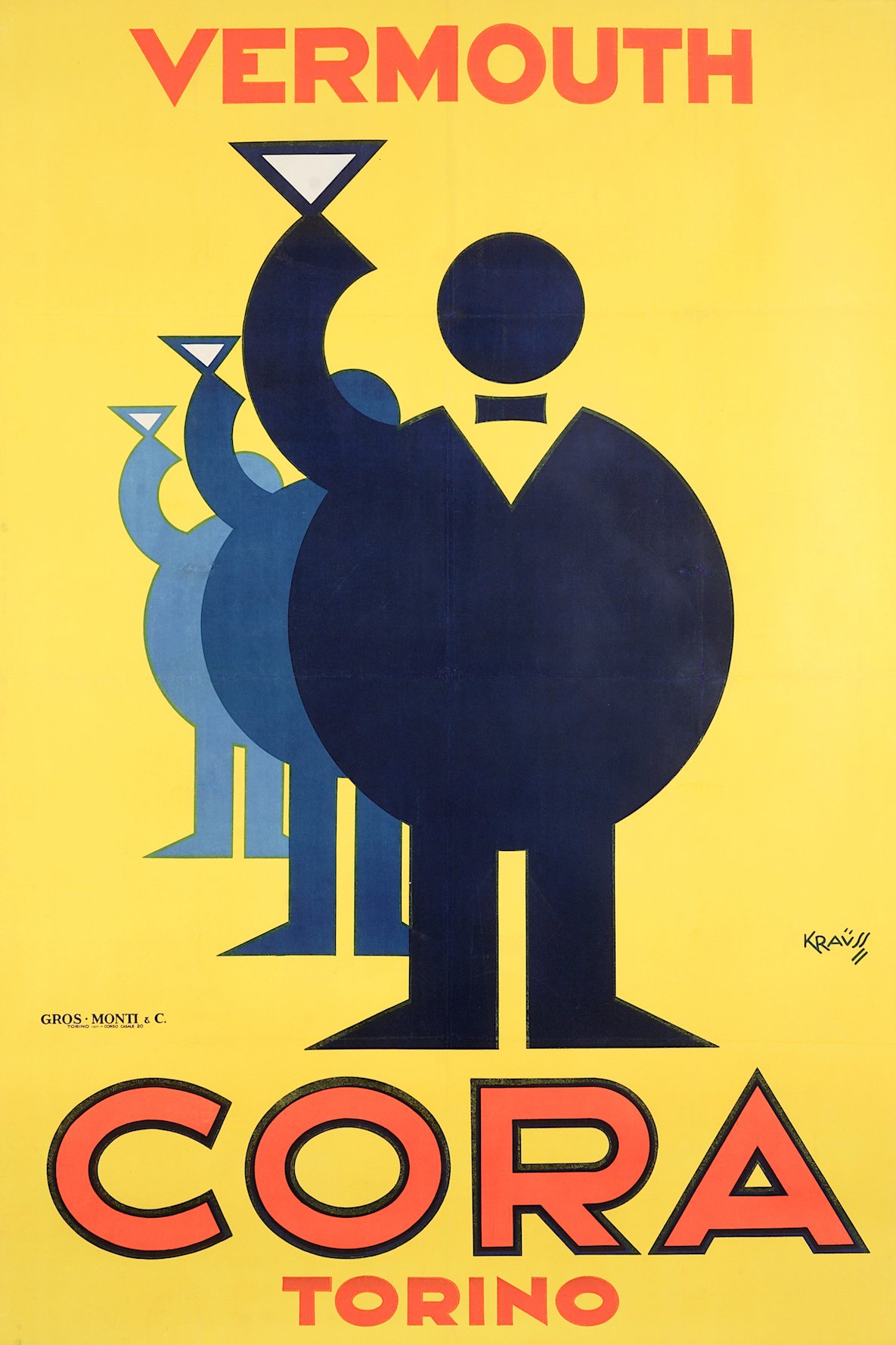 Poster - Vermouth Cora Torino, originele 1930's drink advertentie poster, Premium print 1 file 505