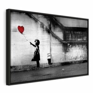 Schilderij – hope (Banksy) In een zwarte houten lijst