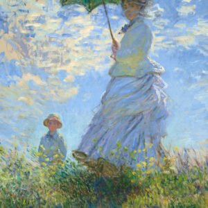 Poster – Woman with parasol, Vrouw met een parasol, 1875 Claude Monet schilderij, premium kwaliteit