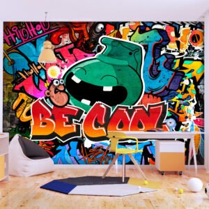 Zelfklevend fotobehang – Graffiti Be Cool, 8 maten, Prachtige achtergrond, Premium print, voor slaapkamer en woonkamer, Eenvoudig aan te brengen