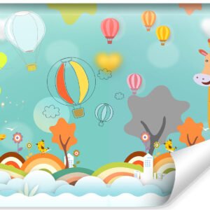 Fotobehang – Dieren tussen de wolken, Kinderkamer, premium print, inclusief behanglijm