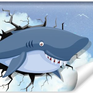 Fotobehang – Haai in de lucht, Kinderkamer premium print, inclusief behanglijm