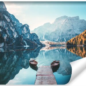 Fotobehang - Meer Lago di Braies Italië, premium print, inclusief behanglijm