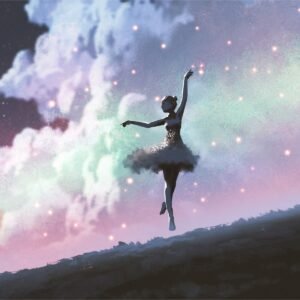 Fotobehang - Prima Ballerina dansend voor de sterren, 11 maten, inclusief behanglijm