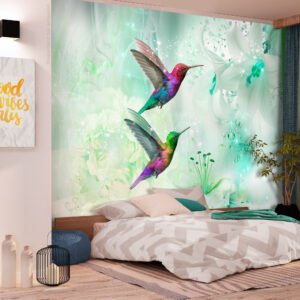 Zelfklevend fotobehang – Kleurrijke Kolibries, Groen, Premium print