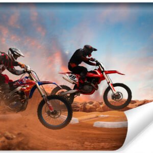 Fotobehang - Motorfiets Race, Motocross, 11 maten, premium print, inclusief behanglijm