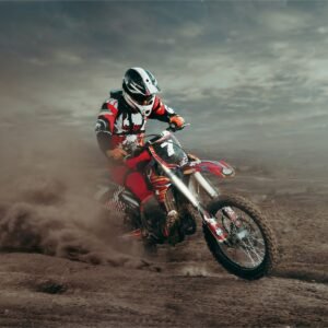 Fotobehang - Motocross in de woestijn, 11 maten, Premium print, inclusief behanglijm