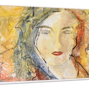 Schilderij – Aquarel Portret Vrouw op Canvas, Premium Print, Wanddecoratie