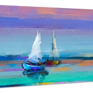 Schilderij – Zeilboten Abstract, Print op Canvas, Multikleur, Premium Print