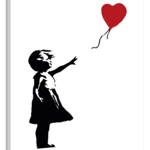 Schilderij – Banksy, Girl with Balloon, Meisje met Ballon, 80x120cm.Premium Print, aluminum