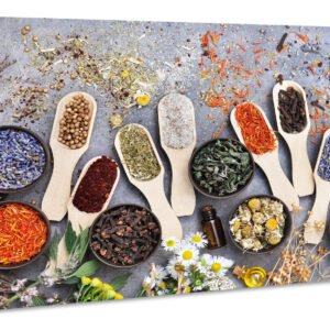 Schilderij – Kruiden en Specerijen van de Wereld, Premium Print