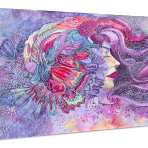 Schilderij – Kleurrijke Vrouw, Lichte kleuren, Premium Print