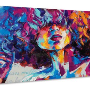 Schilderij - Geschilderde Vrouw, Multikleur, Premium Print op canvas