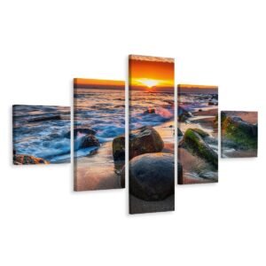 Schilderij – Zonsondergang boven de Zee, Premium Print
