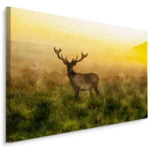 Schilderij – Hert in de Mist, Premium Print
