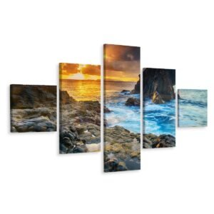 Schilderij – Prachtige zonsondergang boven Zee, Premium Print