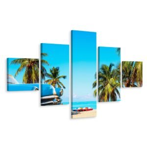 Schilderij – Varadero beach, Cuba, 5 luik, Premium Print