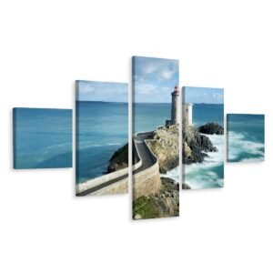 Schilderij – Vuurtoren Petit Minou, Frankrijk, 5 luik, Premium Print