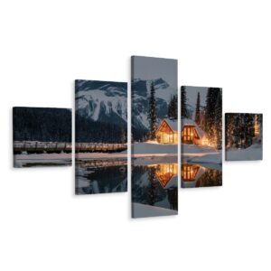 Schilderij – Prachtig meer in Canada, Winterlandschap, Premium Print