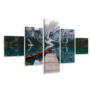 Schilderij – Lago di Braies in Zuid-Tirol, Italië, Premium Print