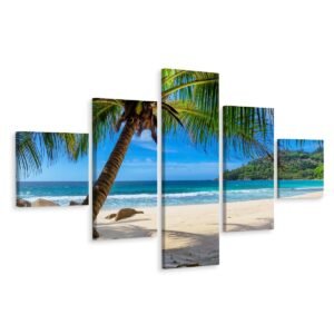 Schilderij – Tropisch Eiland, 5 luik, Premium Print