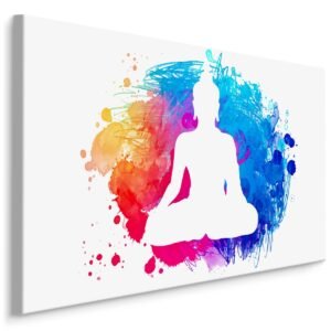Schilderij – Boeddha op een achtergrond van Waterverf, Print op canvas