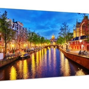 Schilderij - Aan de Amsterdamse grachten, 2 maten, Premium print