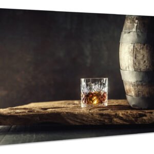 Schilderij – Rustieke Whisky, Geniet van het moment, Premium Print