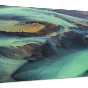 Schilderij – Gletsjerrivieren in IJsland, groen, Premium Print