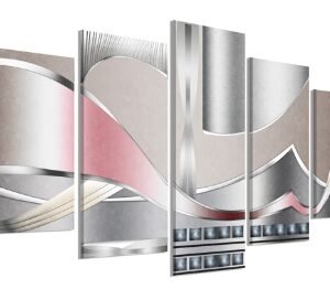 Schilderij- Abstract rose en zilver, 200x100cm