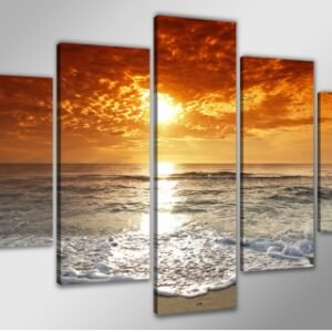 Schilderij- Strand zonsondergang , 200x100cm