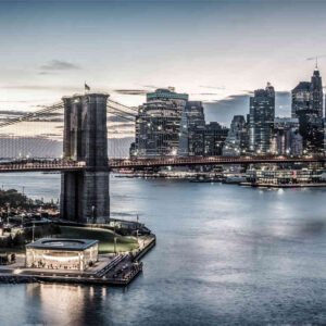Glas Art – Brooklyn Bridge in New York, 60x160cm, prachtig voor in de woon en of slaapkamer, inclusief ophang materiaal