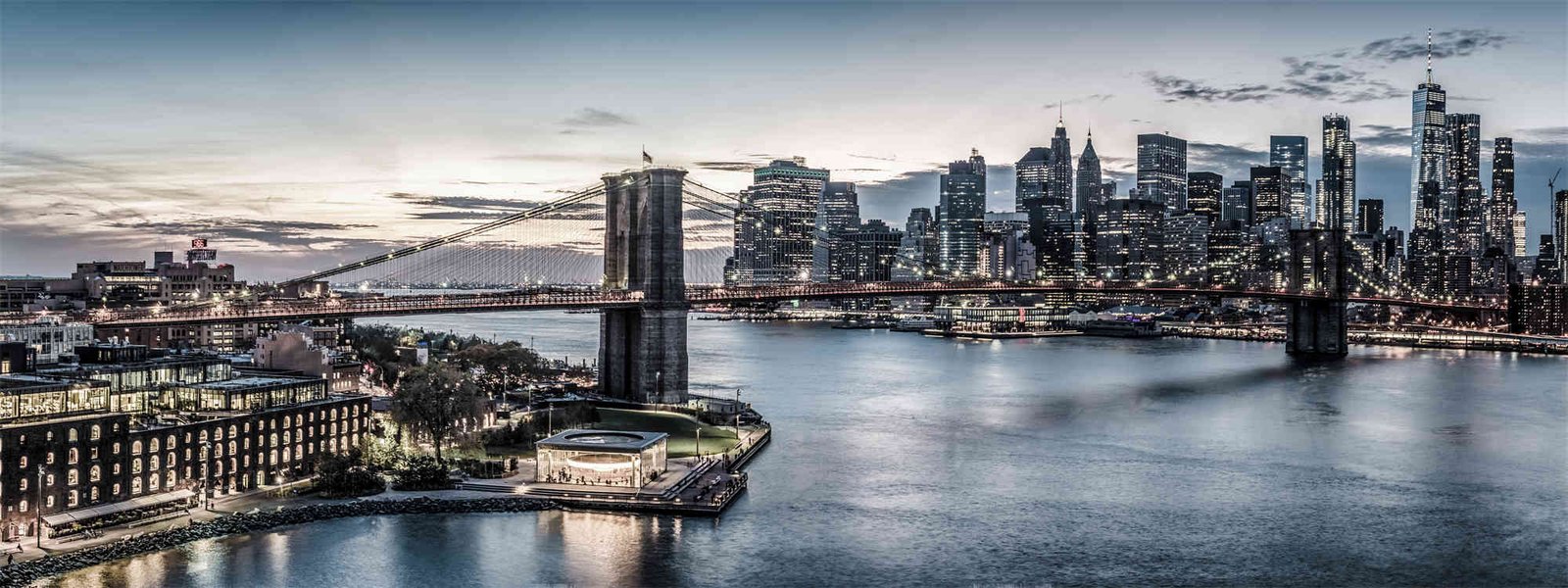 Glas Art - Brooklyn Bridge in New York, 60x160cm, prachtig voor in de woon en of slaapkamer, inclusief ophang materiaal 1 file 95